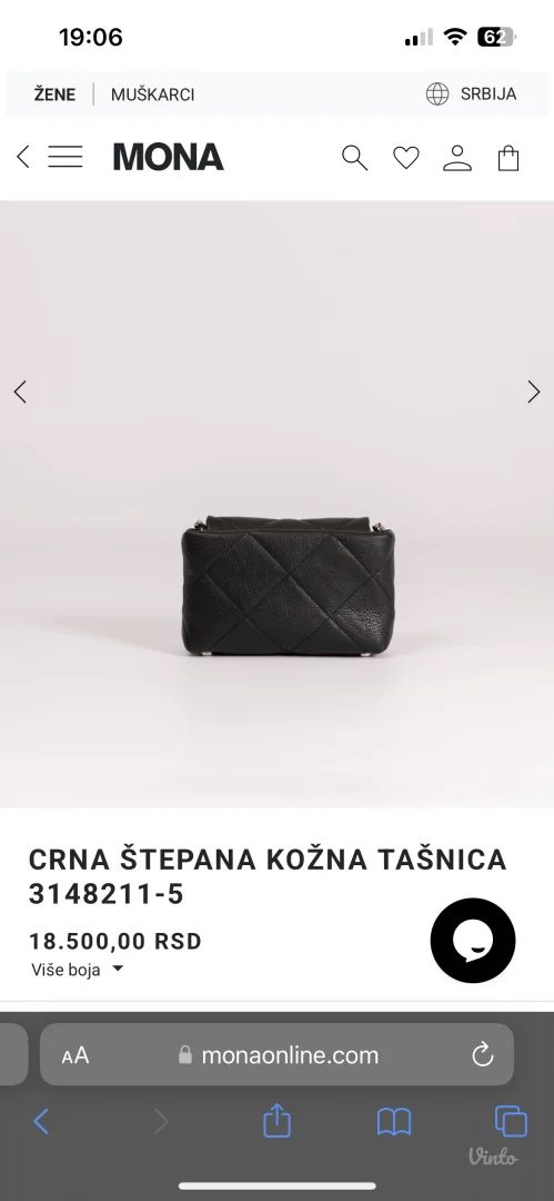 MONA kozna crna torbica
