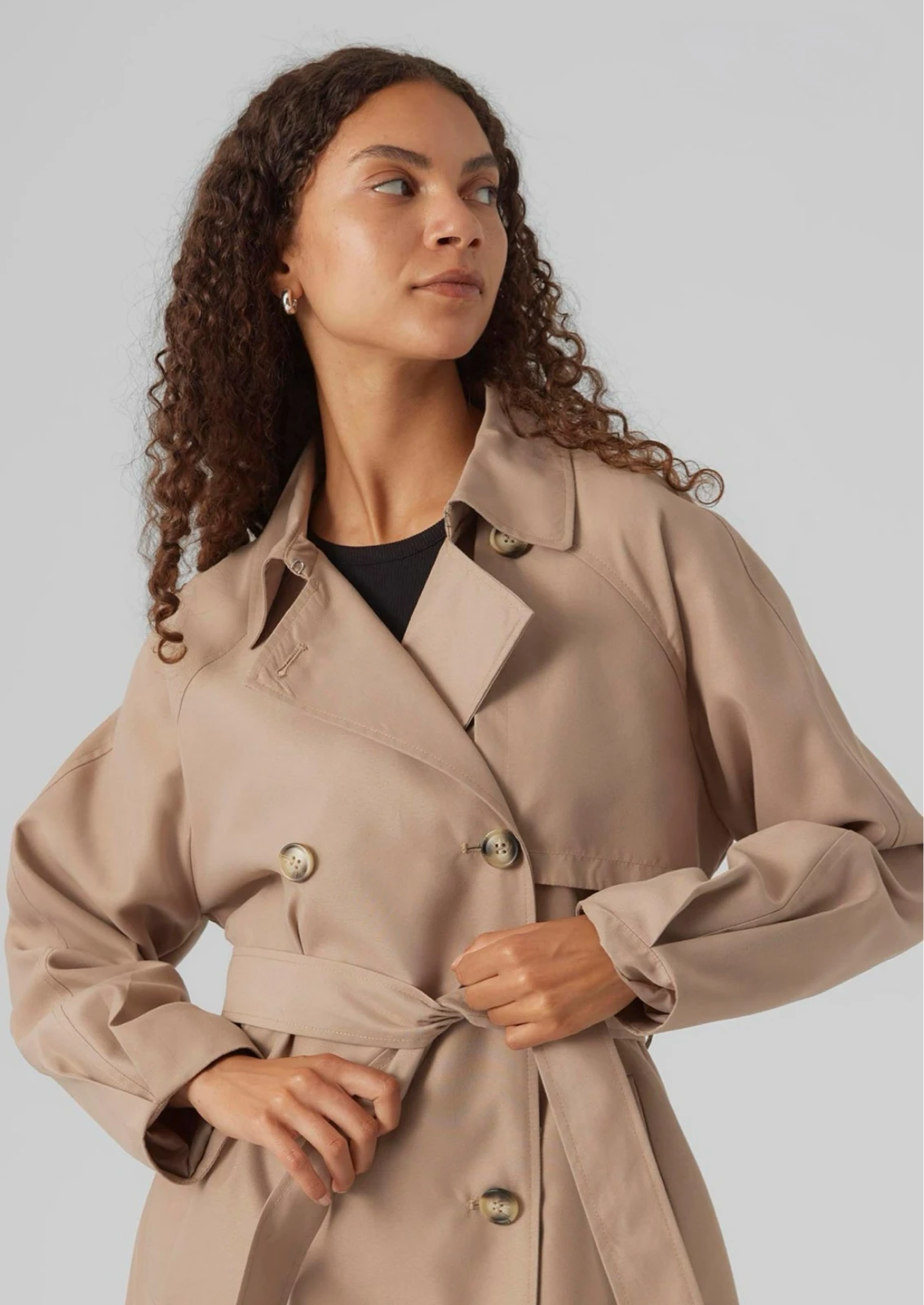 Vero Moda Curve – ženski bež mantil