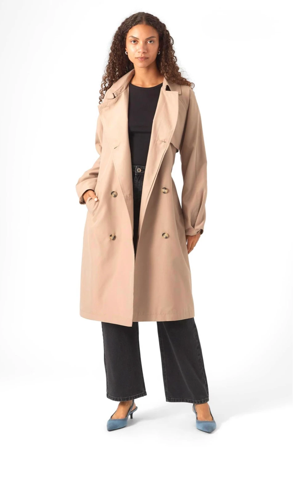 Vero Moda Curve – ženski bež mantil