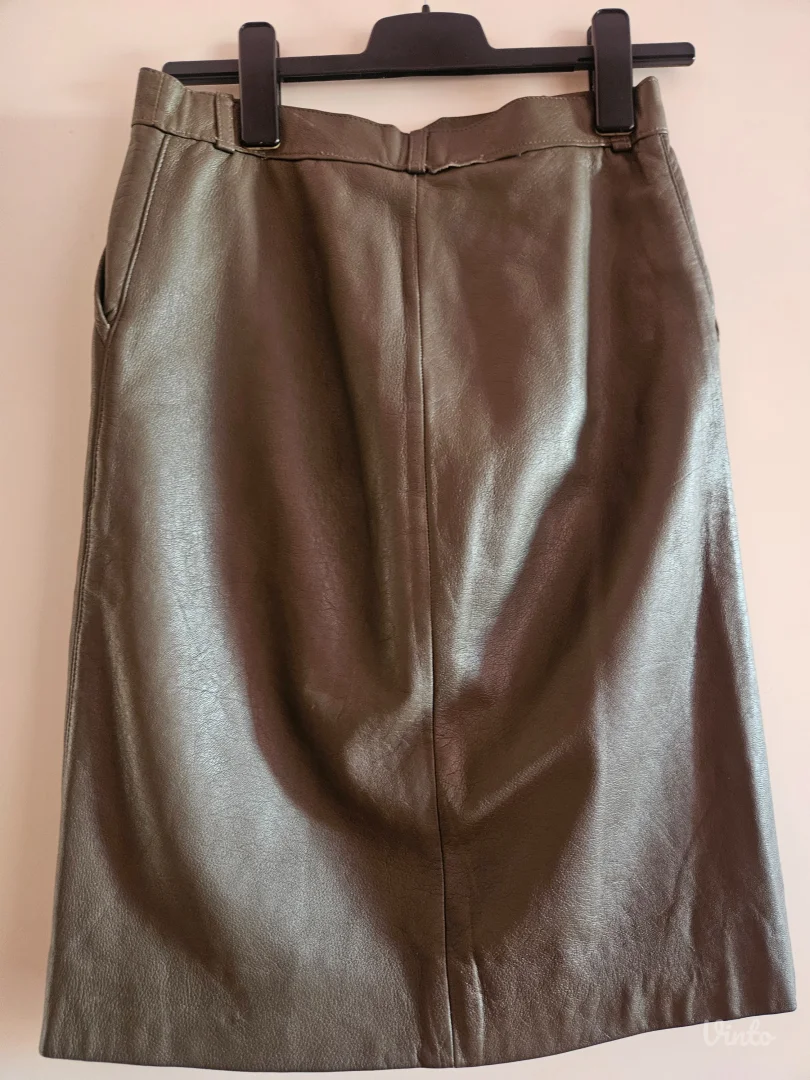 Maslinasta kožna suknja