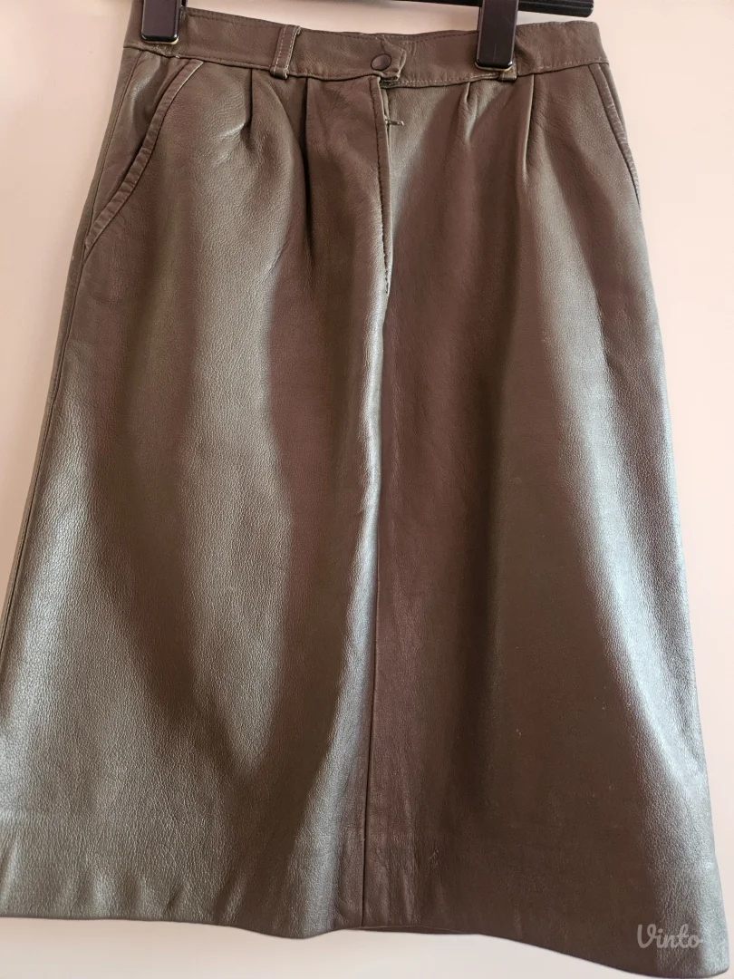 Maslinasta kožna suknja