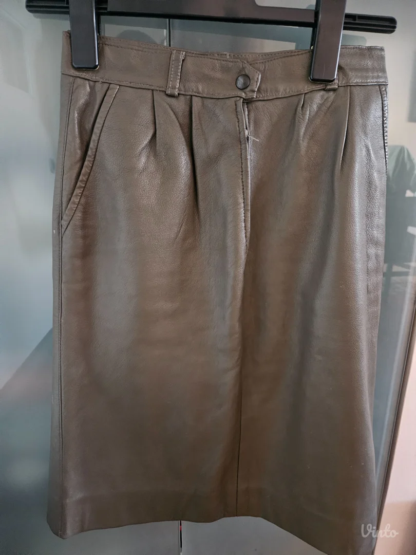 Maslinasta kožna suknja