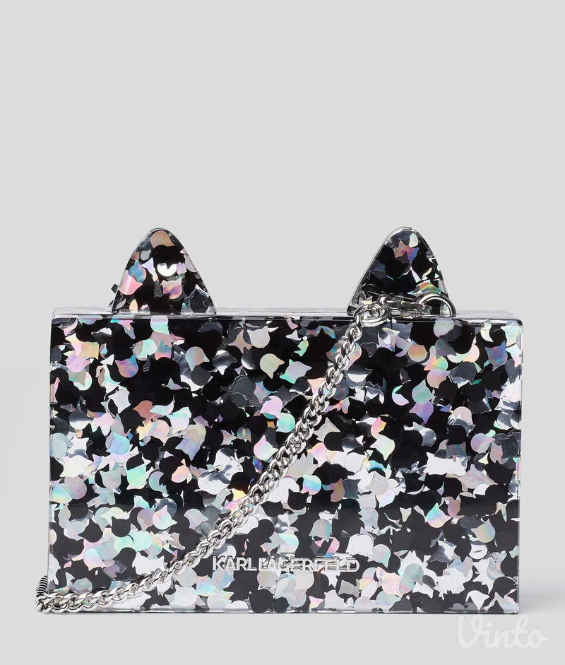 Original Karl Lagerfeld Choupette glitter clutch / torbica sa lancem