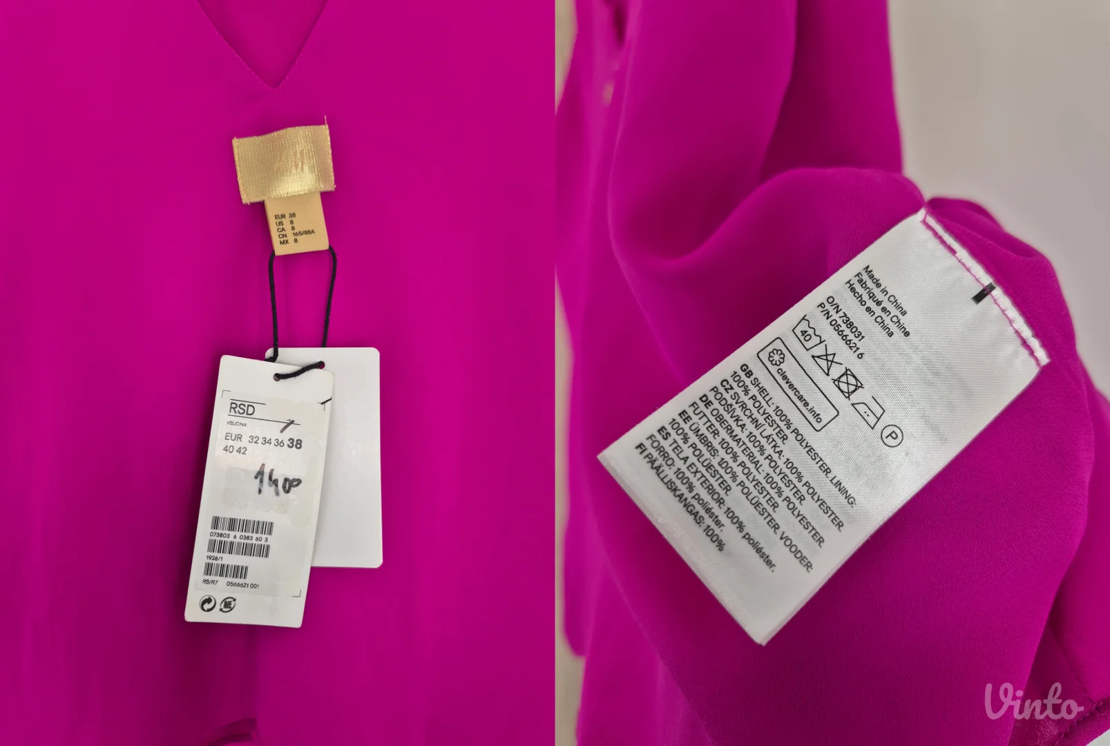 H&M Gold Collection Magenta Top