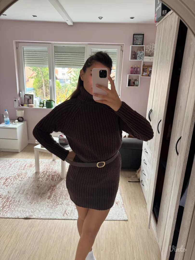 Braon dzemper haljina