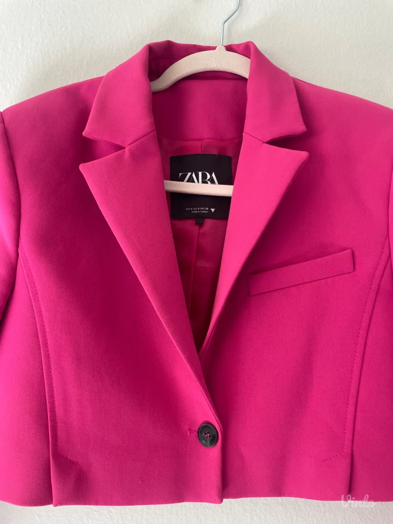 Zara crop pink sako