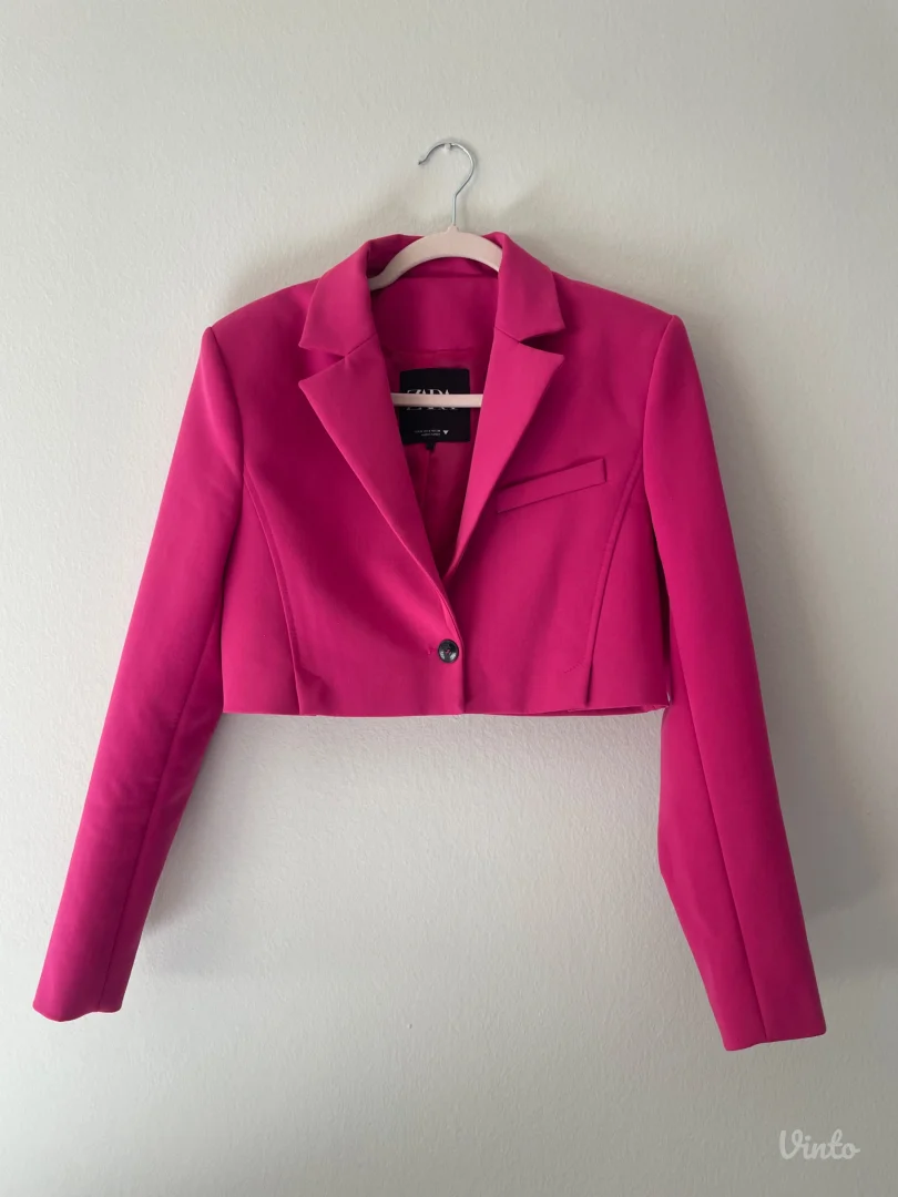 Zara crop pink sako