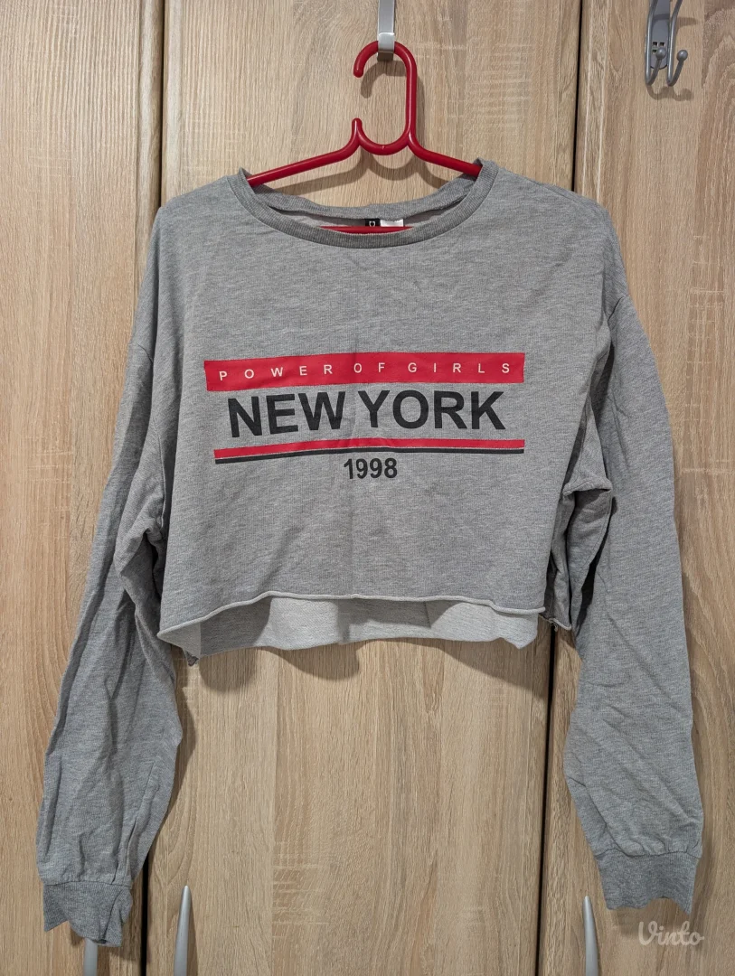 Siva crop majica dugih rukava