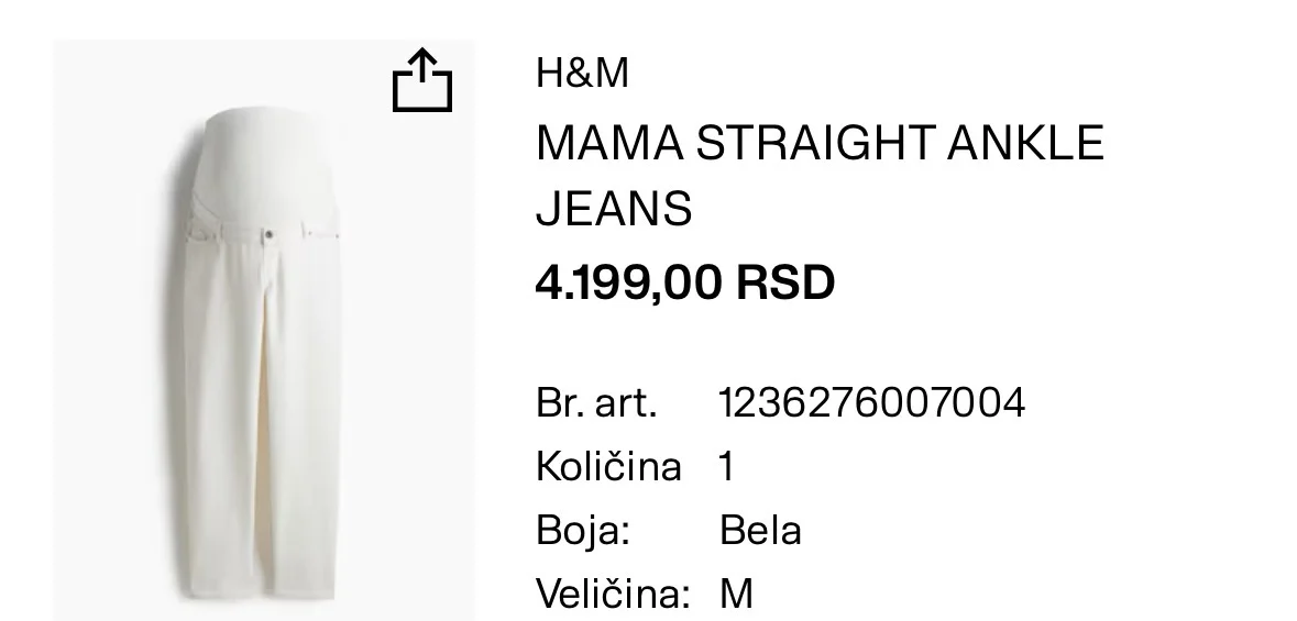 H&m trudnicke farmerke