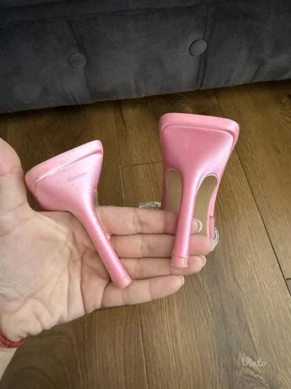 Roze Zara elegantne papuce sa cirkonima