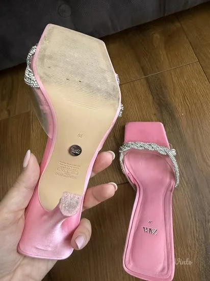 Roze Zara elegantne papuce sa cirkonima