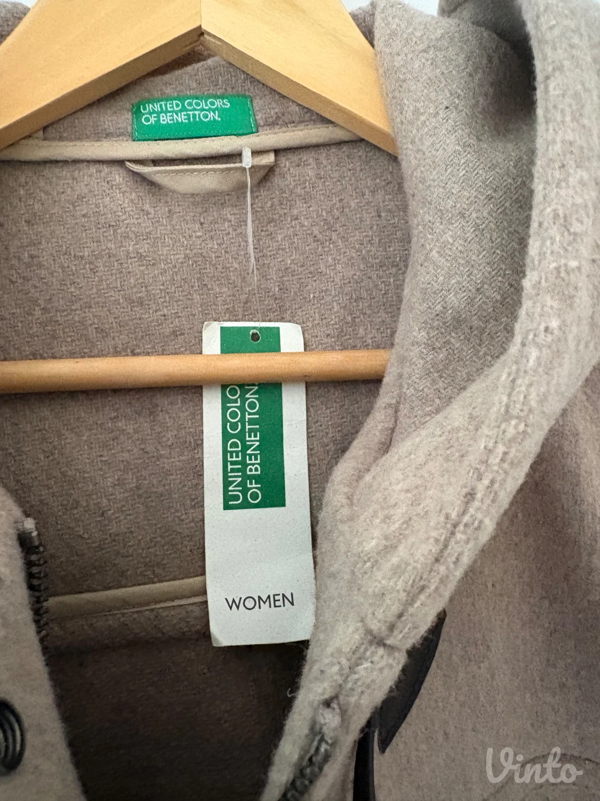 Novi BENETTON ženski kaput / duffel kaput (bež / kamilja boja) — Veličina 36 (S)
