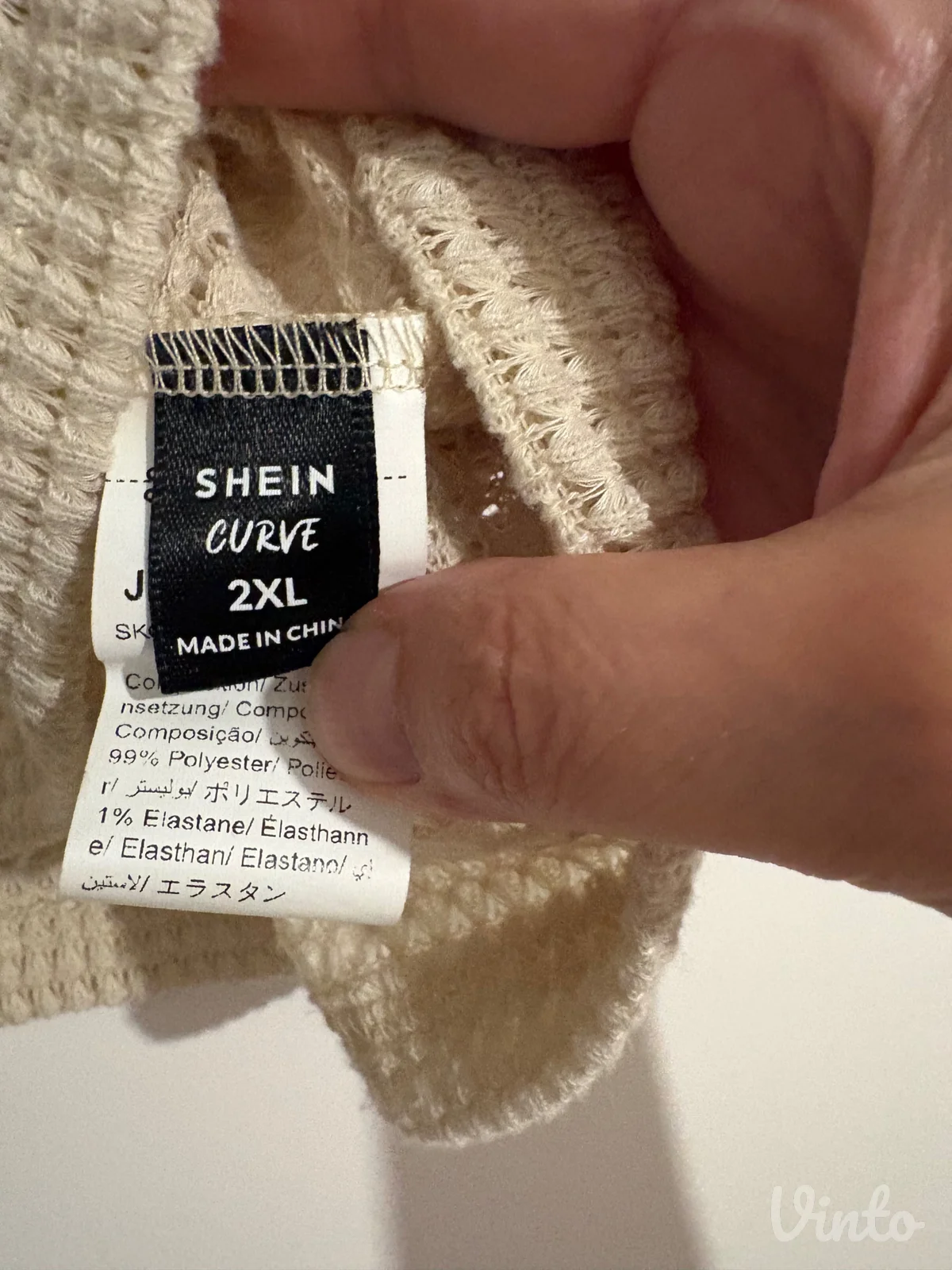 SHEIN Curve bež majica sa teksturom (2XL)
