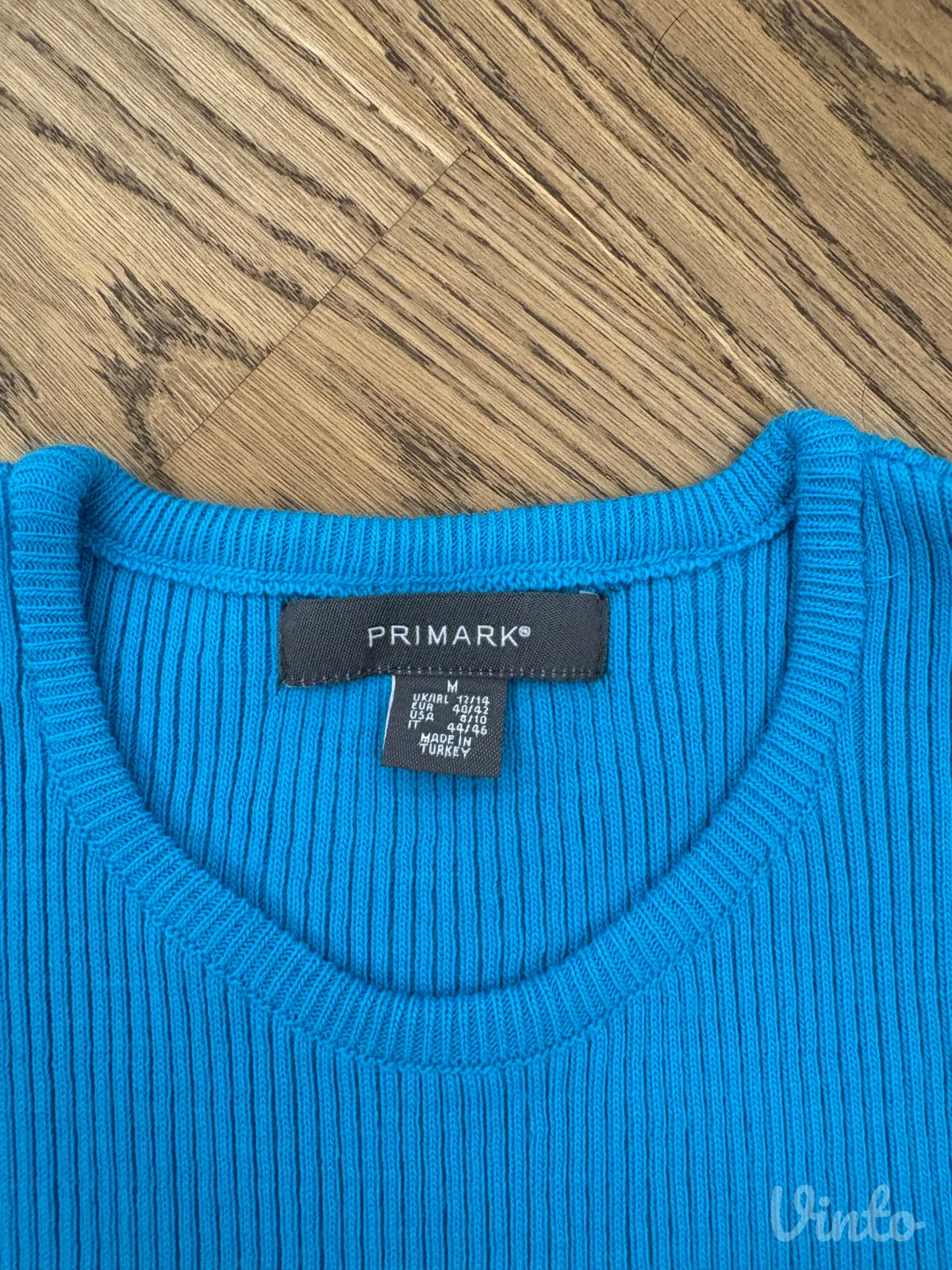 Plava rebrasta majica sa vezivanjem - Primark