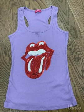 Lila majica sa šljokičastim printom - L/XL