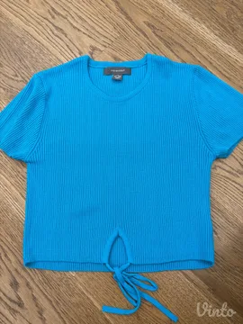 Plava rebrasta majica sa vezivanjem - Primark