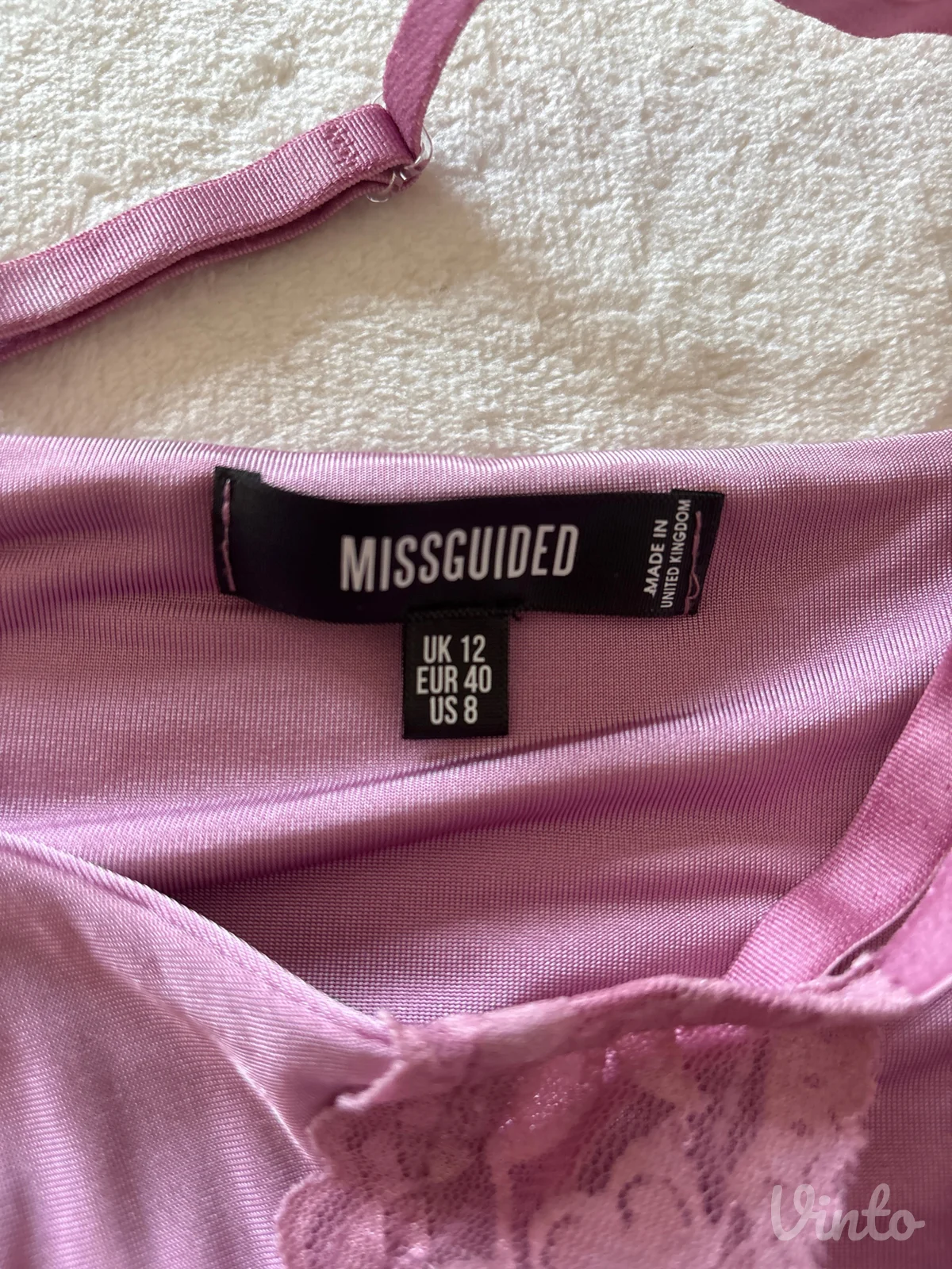 Missguided saten top sa čipkom (UK 12 / EUR 40)