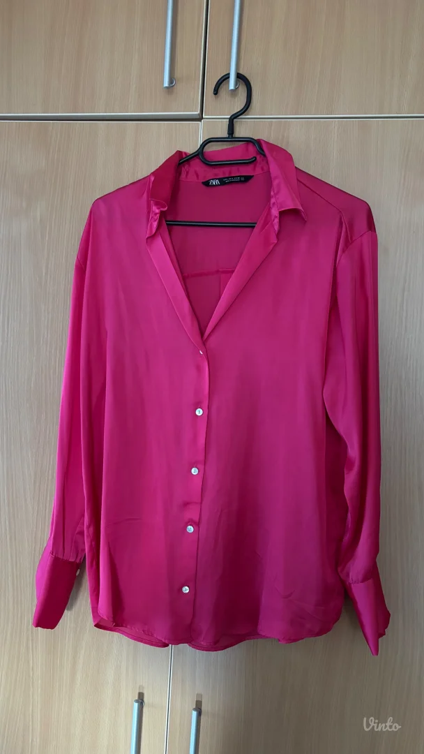 Zara satenska Barbie pink košulja KAO NOVA