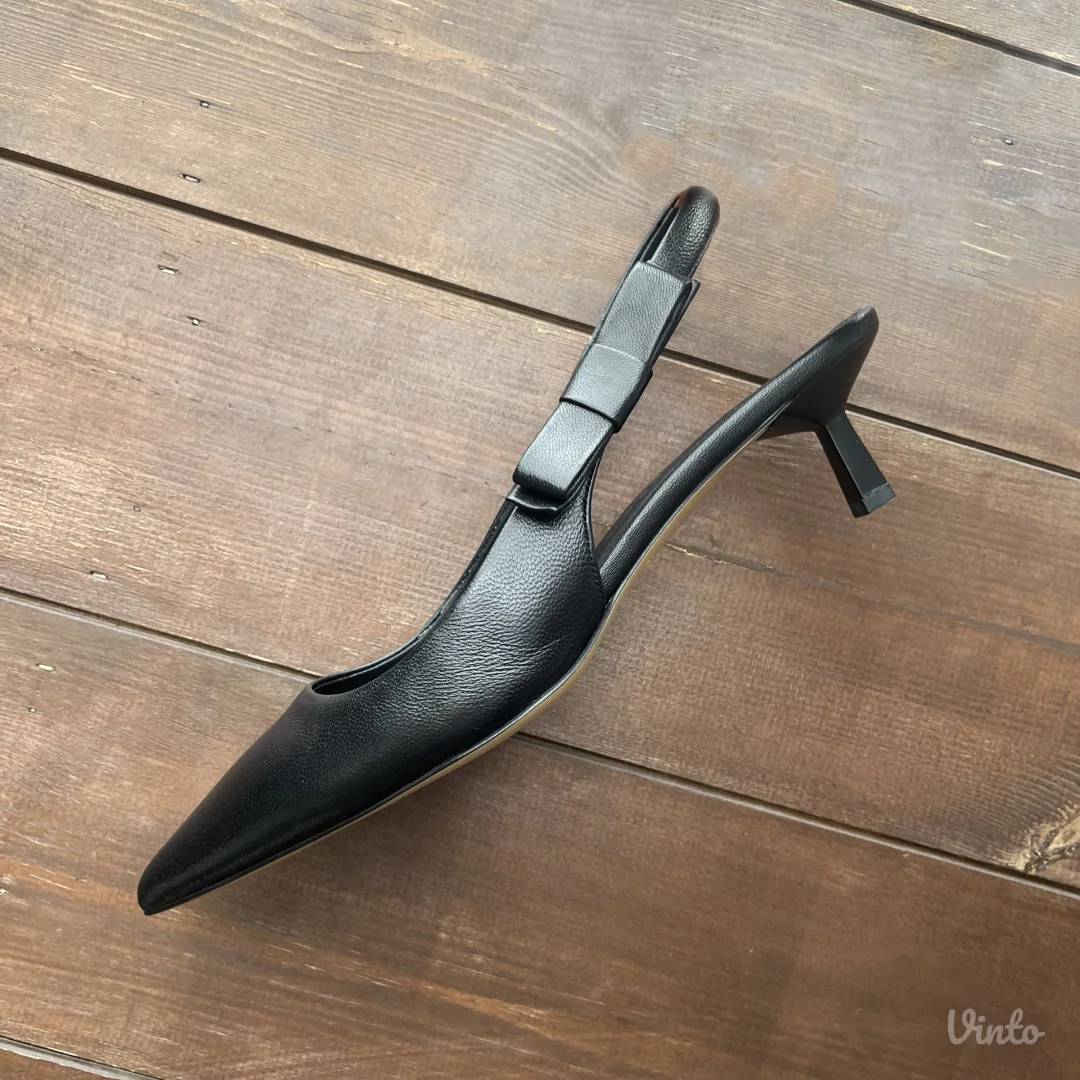 Cloud 9 Crne Kožne Slingback Cipele – NOVO (38)