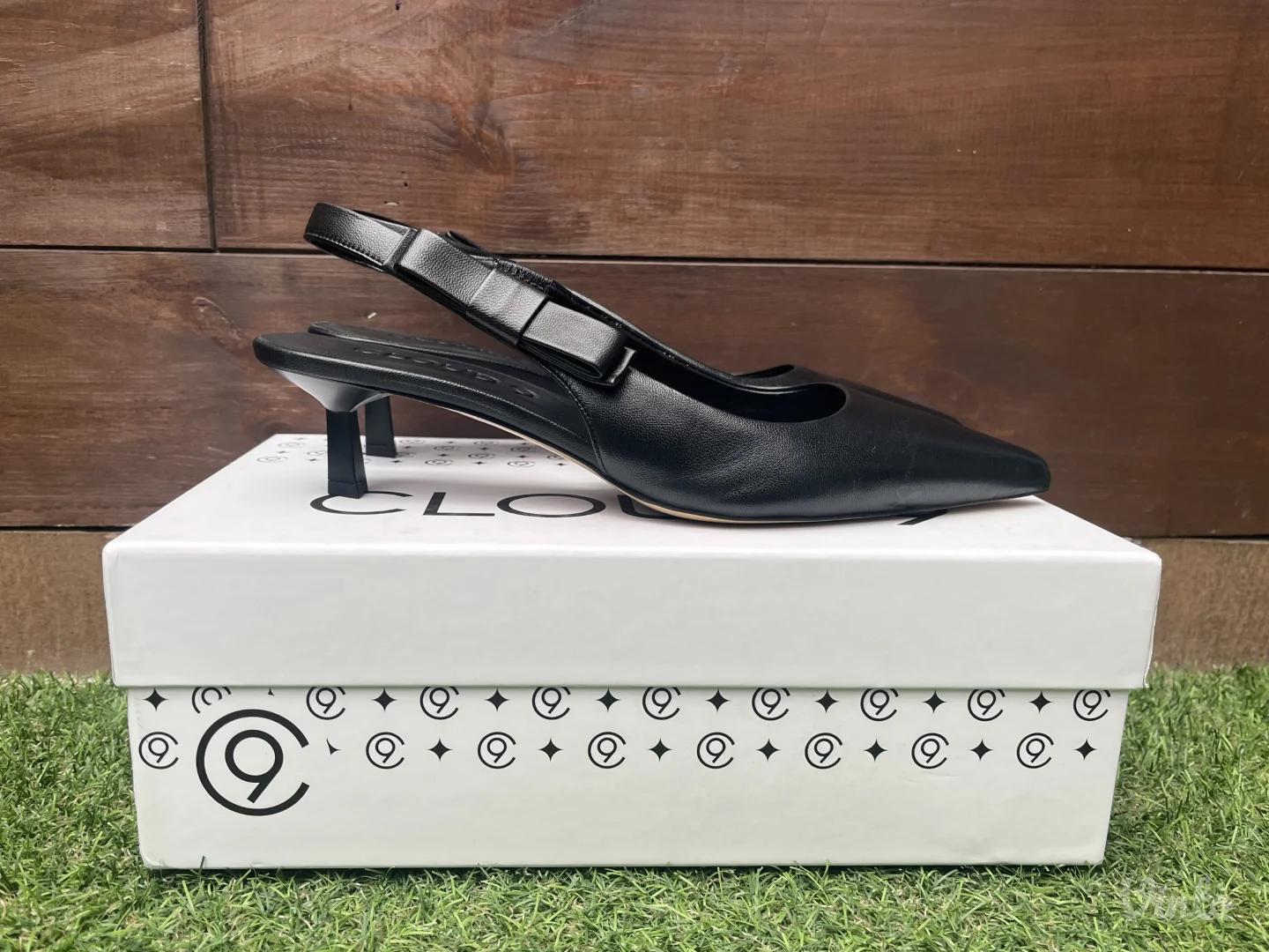 Cloud 9 Crne Kožne Slingback Cipele – NOVO (38)