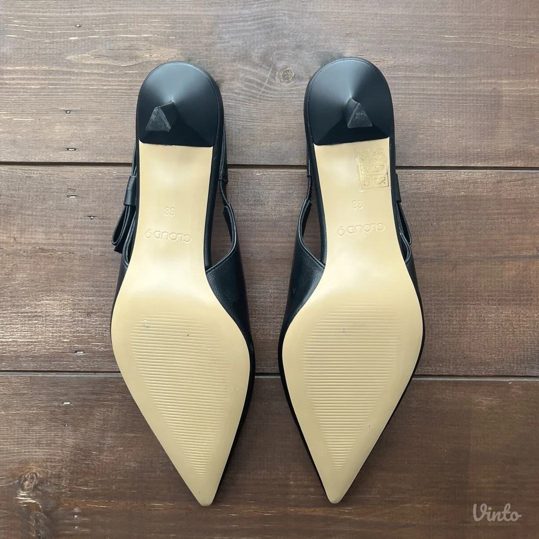 Cloud 9 Crne Kožne Slingback Cipele – NOVO (38)
