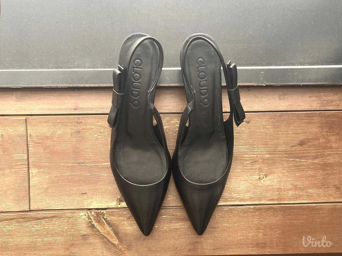 Cloud 9 Crne Kožne Slingback Cipele – NOVO (38)