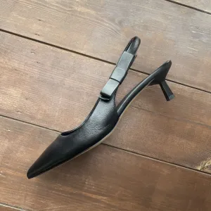 Cloud 9 Crne Kožne Slingback Cipele – NOVO (38)