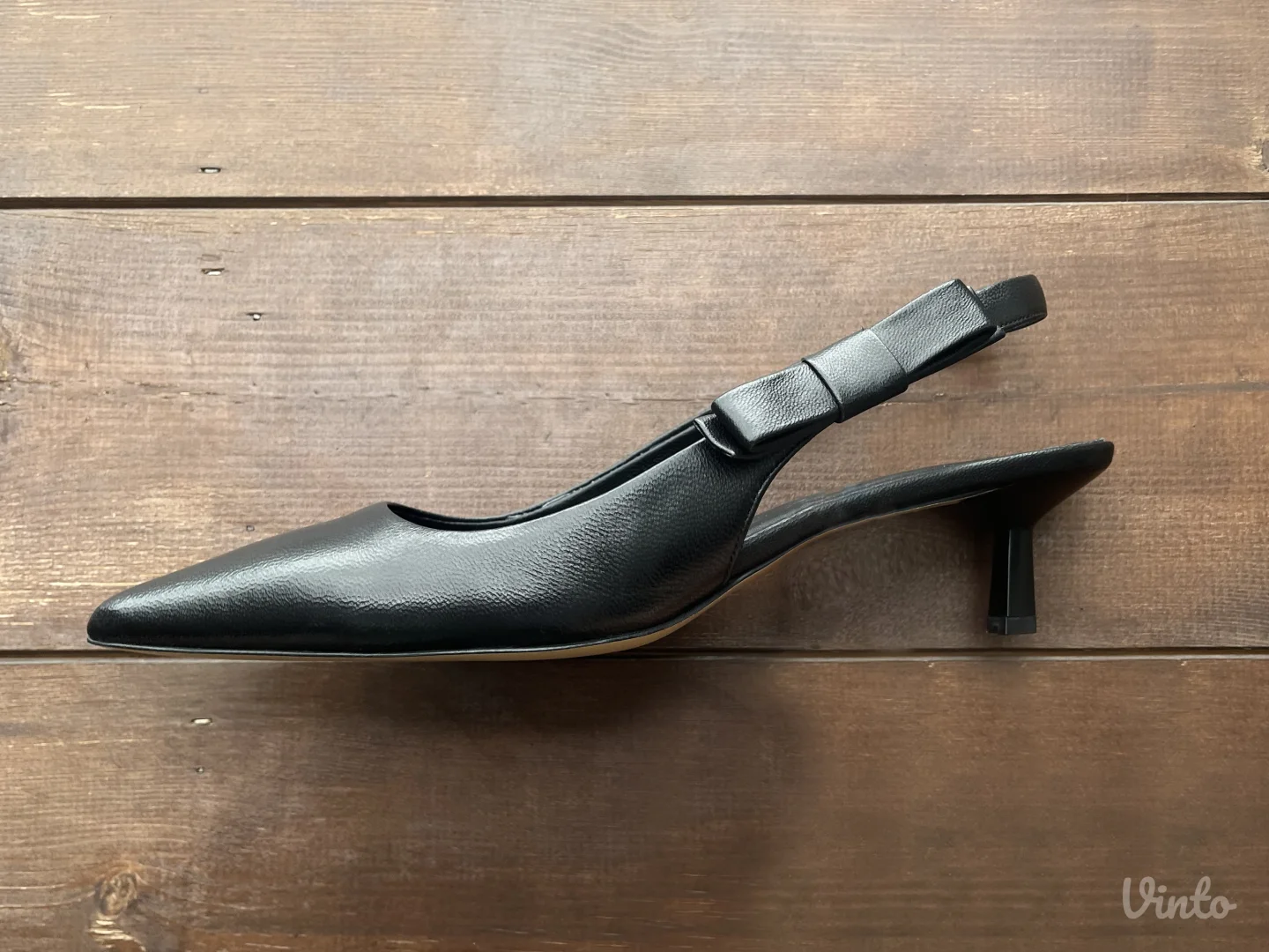 Cloud 9 Crne Kožne Slingback Cipele – NOVO (38)