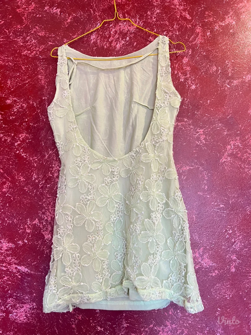 Pastelno zelena kratka haljina - S