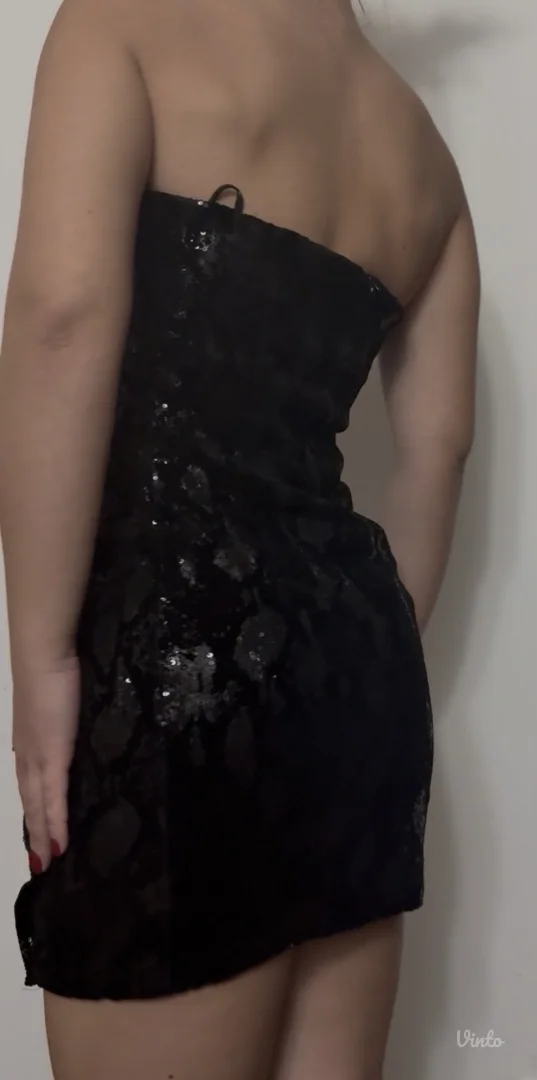 ZARA crna sljokicasta haljina