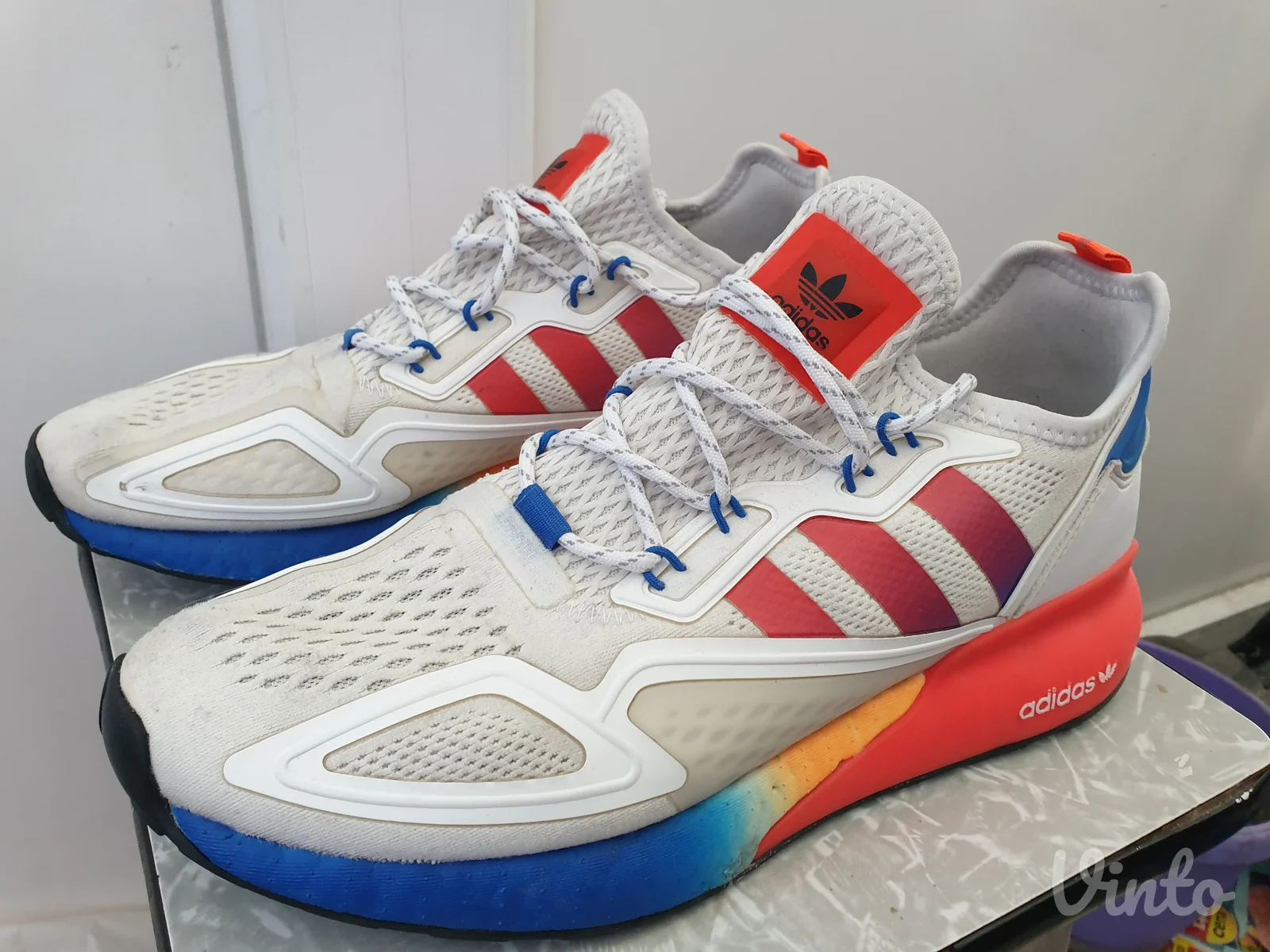 Adidas ZX 2K Boost White Solar Red Blue