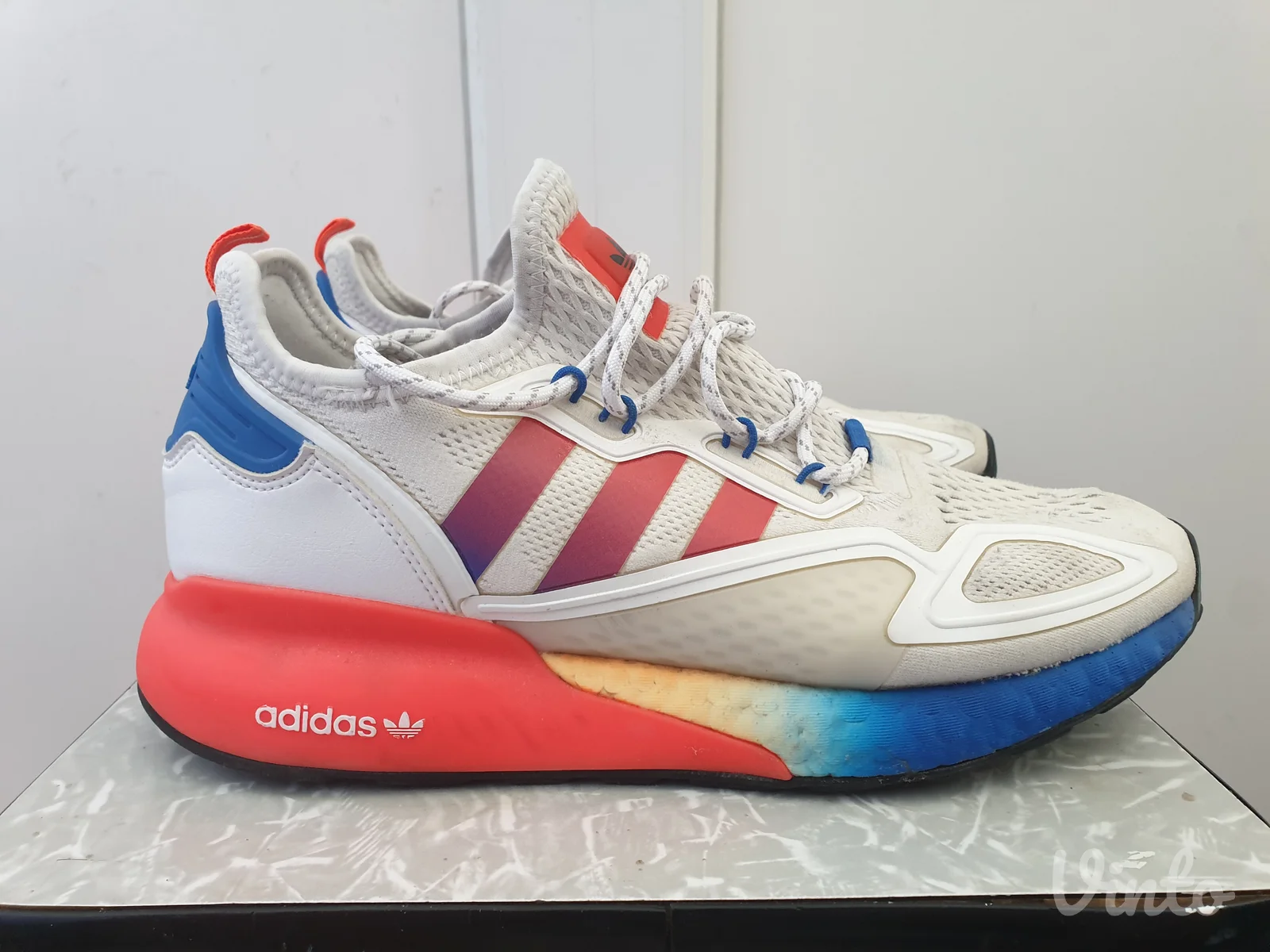Adidas ZX 2K Boost White Solar Red Blue