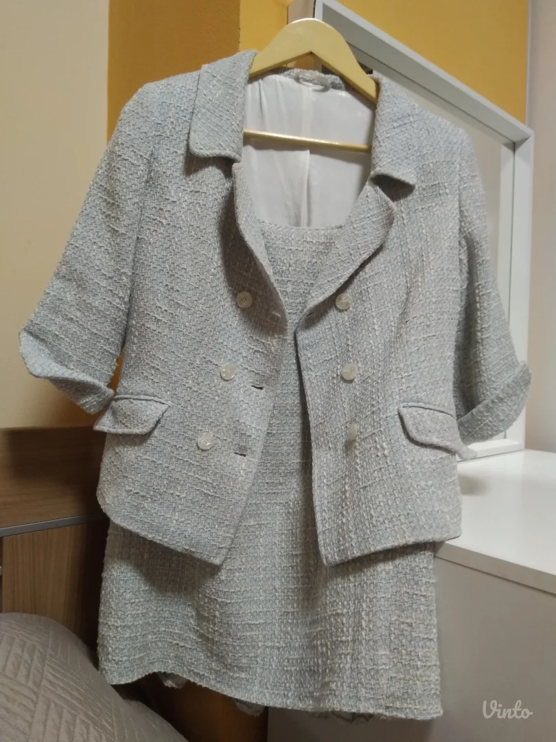 MONA Tvid Pastelni Komplet, Sako i Midi Suknja, s/m