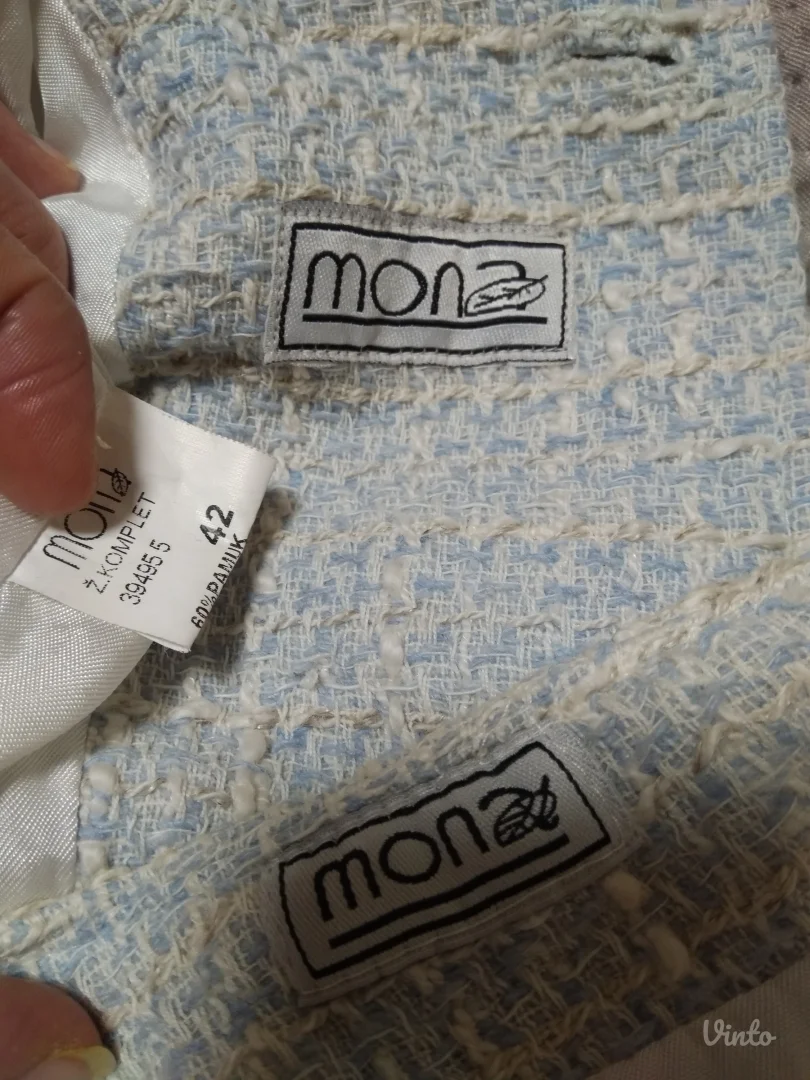 MONA Tvid Pastelni Komplet, Sako i Midi Suknja, s/m