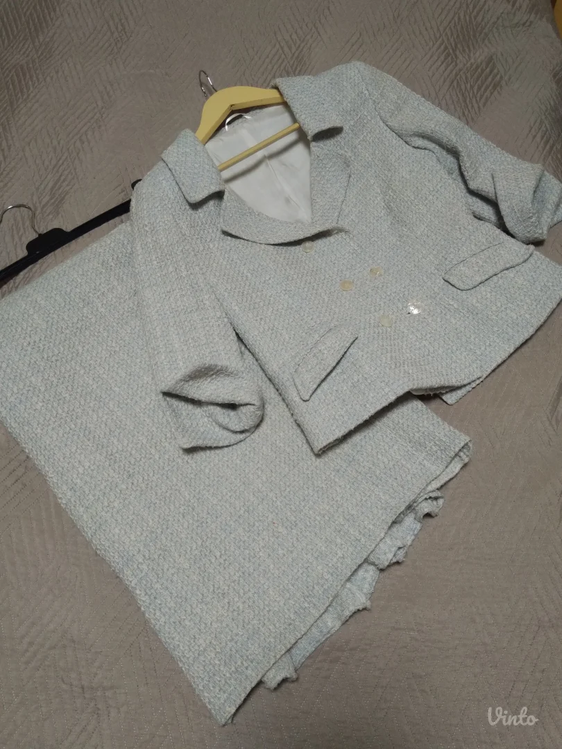 MONA Tvid Pastelni Komplet, Sako i Midi Suknja, s/m