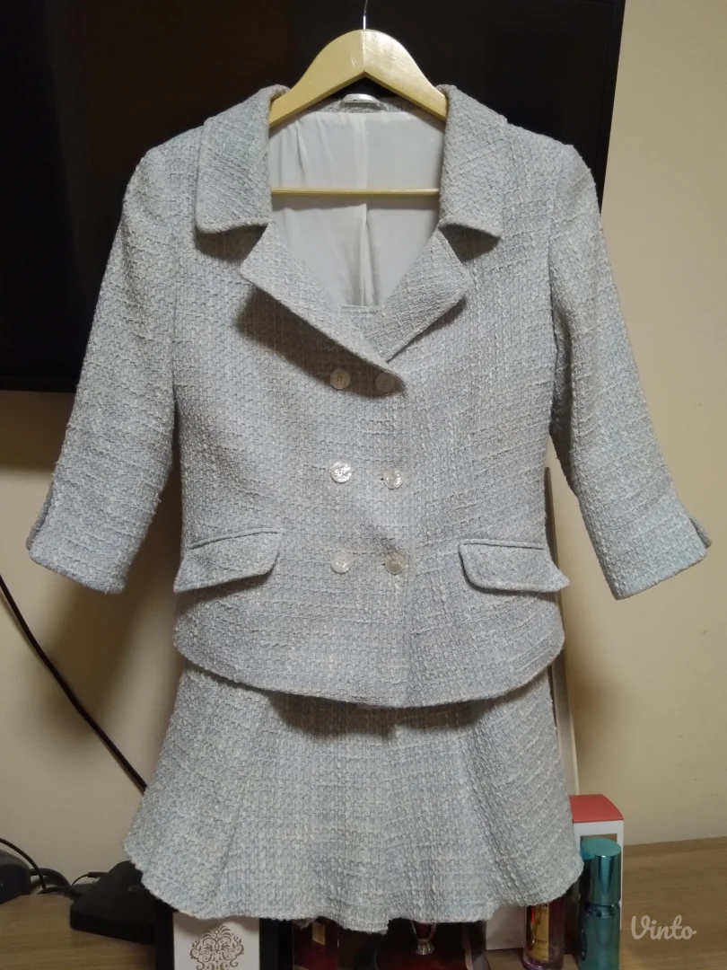 MONA Tvid Pastelni Komplet, Sako i Midi Suknja, s/m