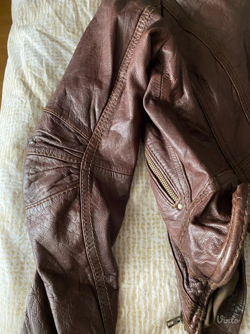 Braon jakna od prave kože