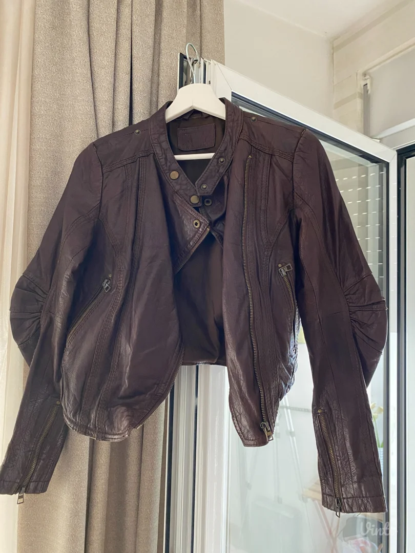 Braon jakna od prave kože