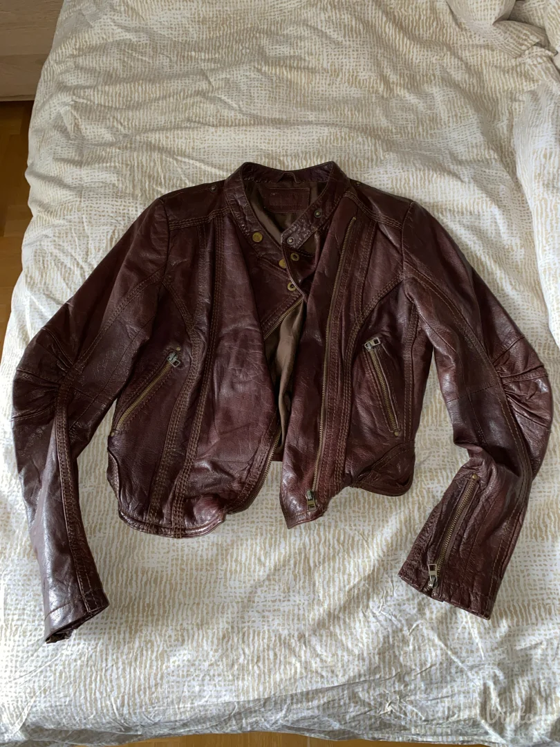 Braon jakna od prave kože