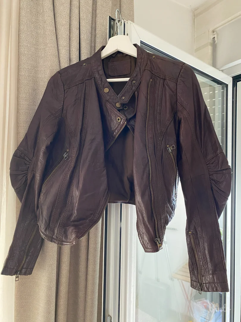 Braon jakna od prave kože