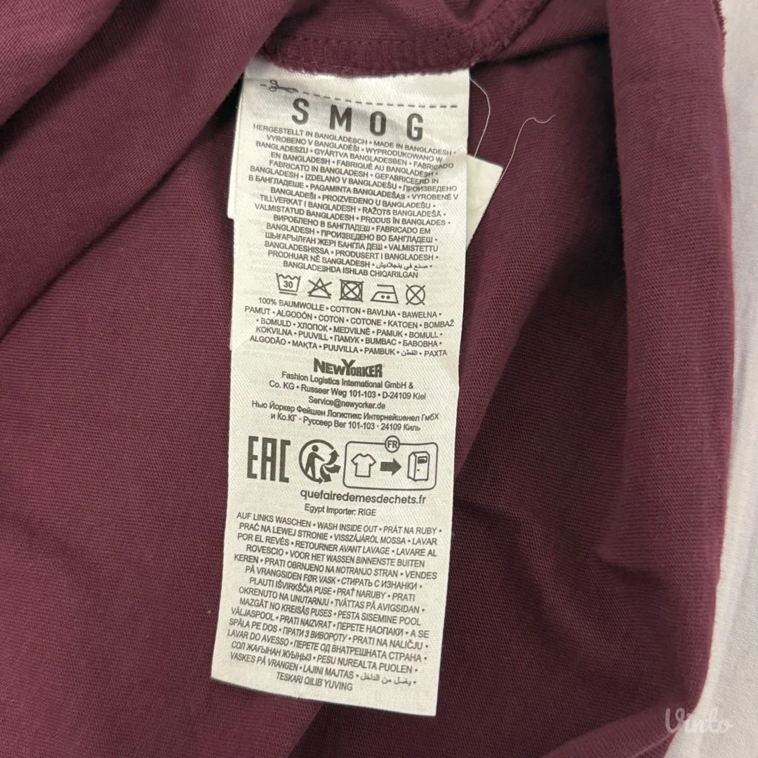 SMOG (NewYorker) Bordo Muška Majica - XS - 100% Pamuk