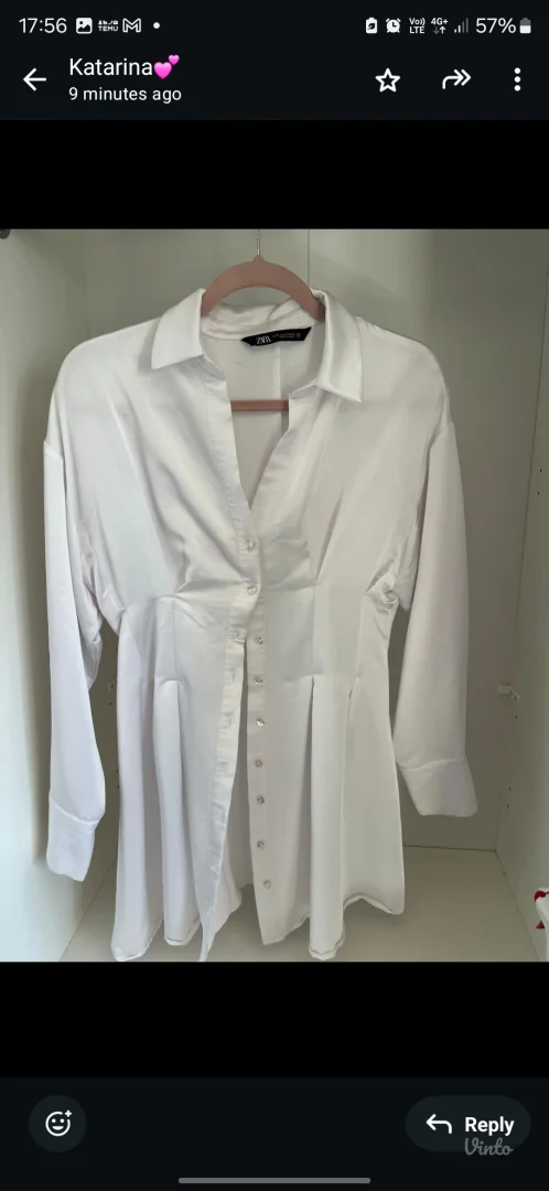 Zara bela košulja-haljina