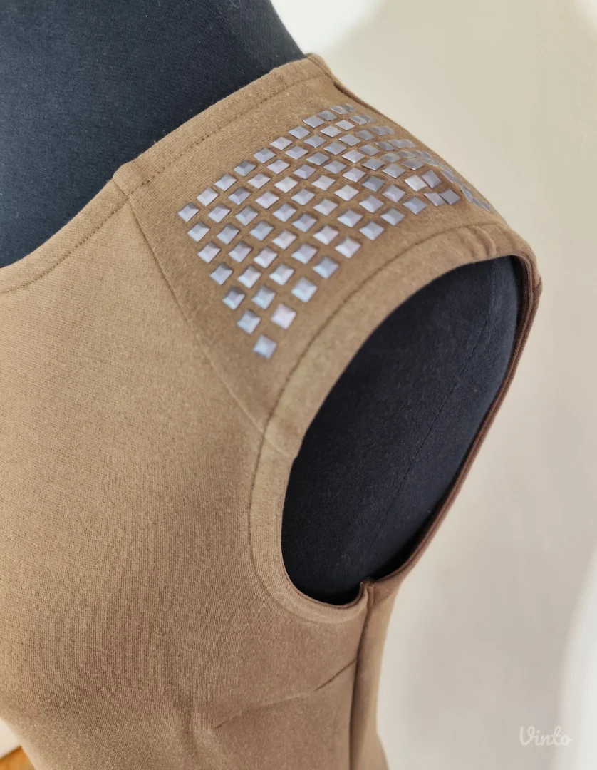 TEZENIS mini maslinasta haljina, sa nitnama M-L