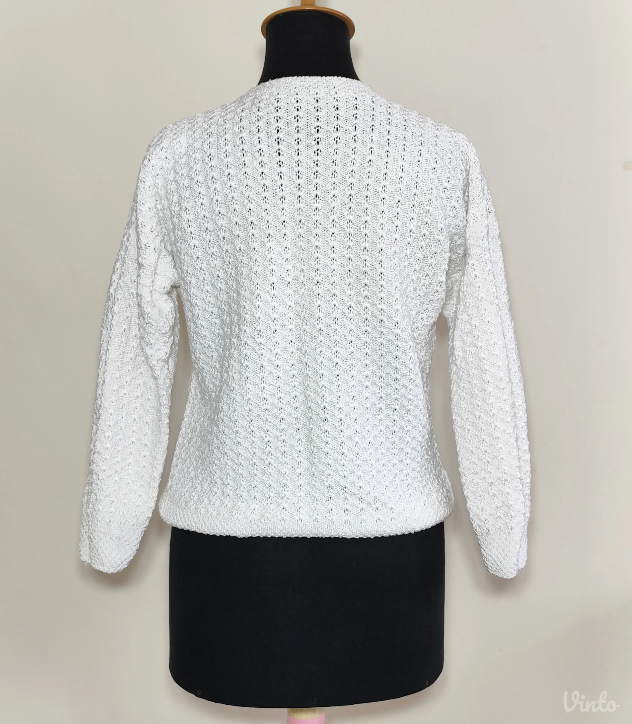 Bela končana bluza, deblja, dug rukav, KAO NOVA
