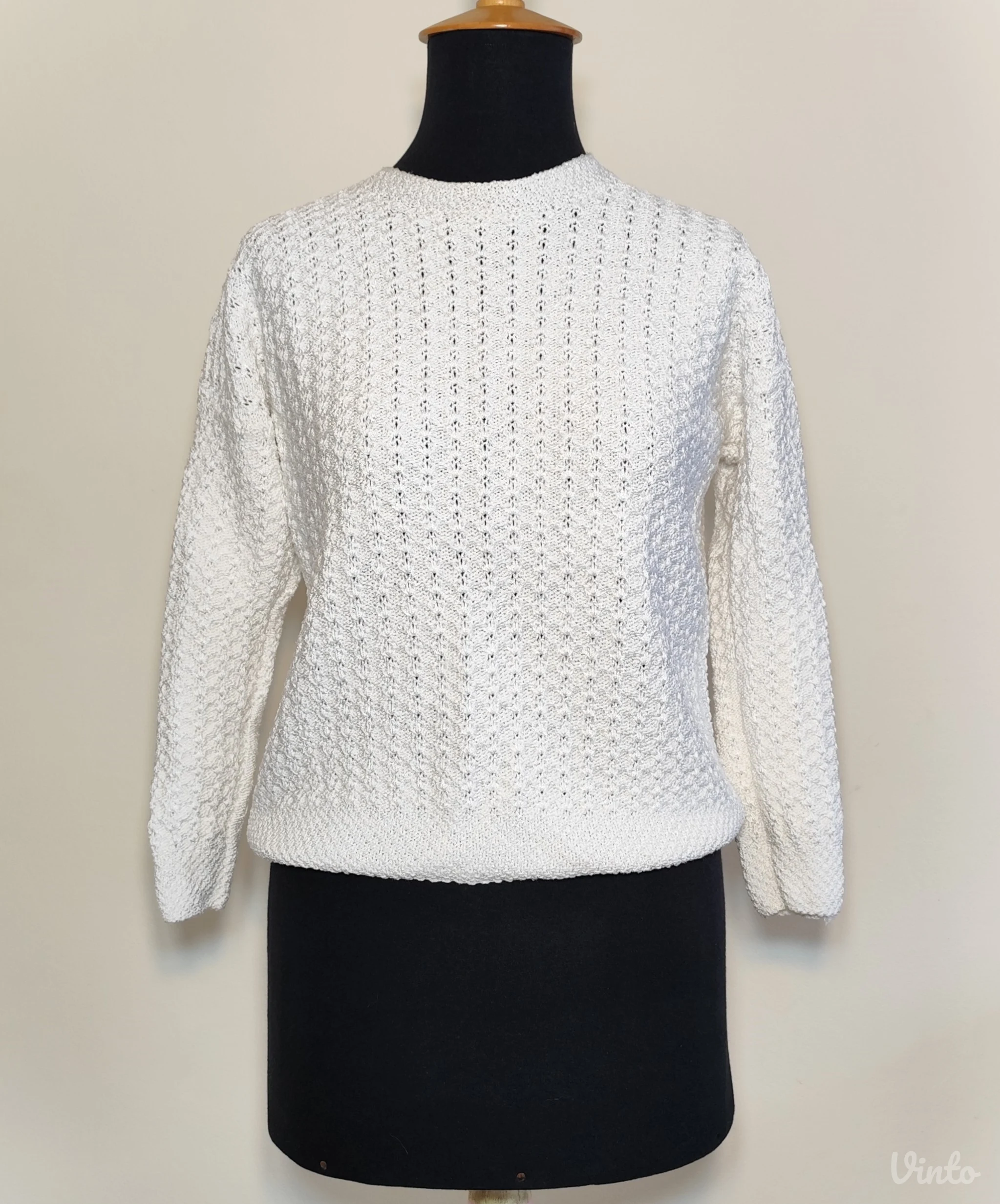 Bela končana bluza, deblja, dug rukav, KAO NOVA