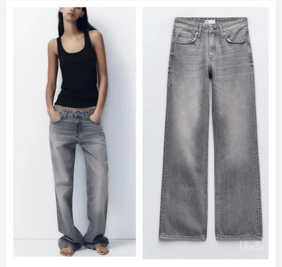 ZARA sive farmerke širokih nogavica NOVO