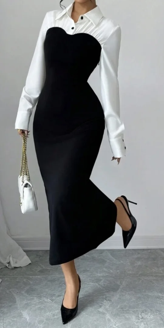 Crno bela korsetna haljina!Novo