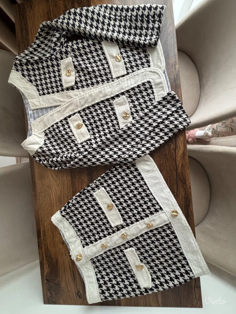 Elegantan Tweed Komplet (Blejzer + Suknja)