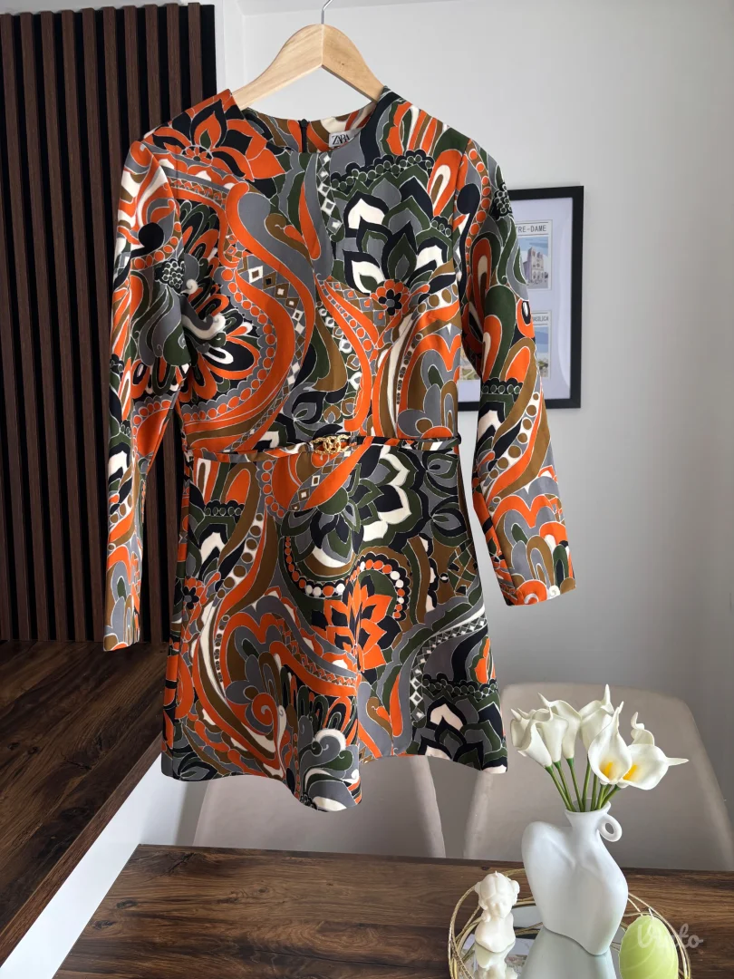 Zara retro mini haljina sa printom (Kao nova)