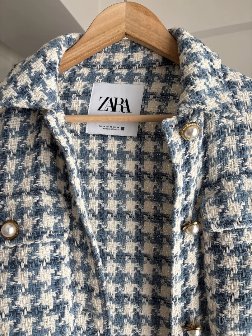 Zara pepito blejzer/jaknica sa biserima - plavo beli (Kao nov)